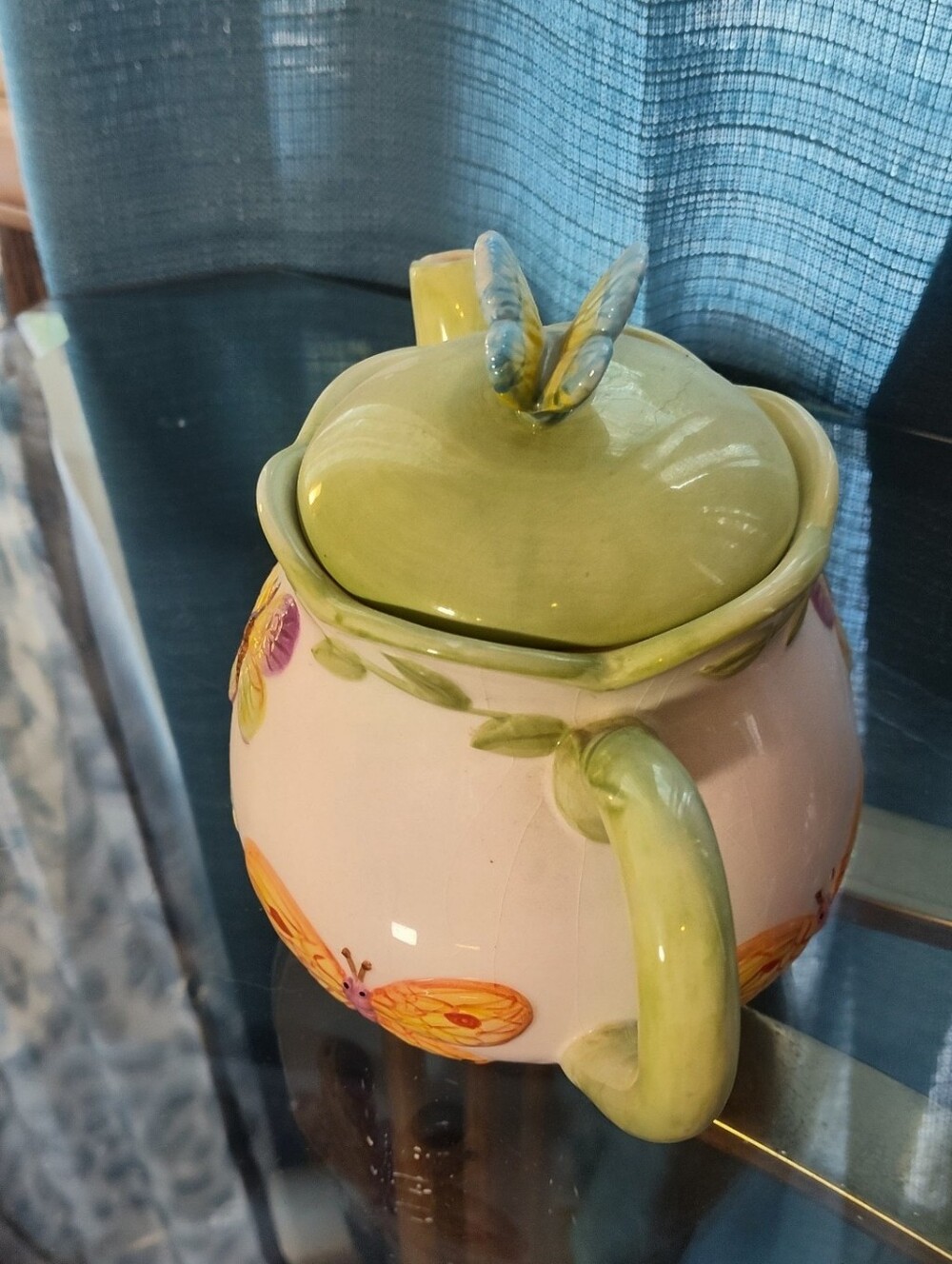 Vintage Butterfly Teapot Ceramic Accents & Occasions Cottagecore Spring Garden - Picture 9 of 14